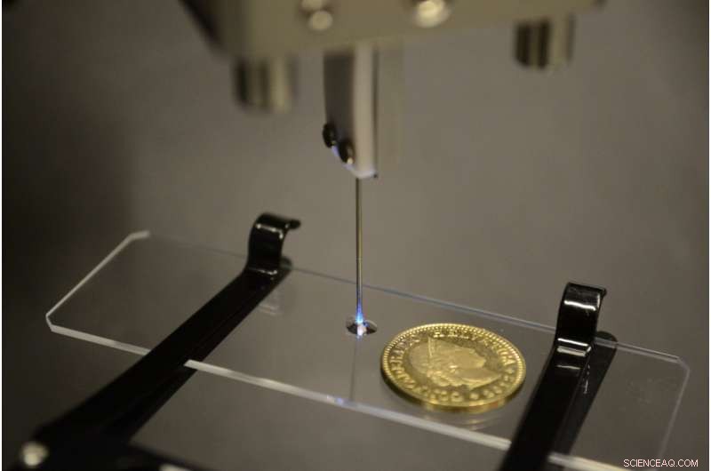 Ultra-Thin Optical Fibers Enable Precise 3-D Micro-Printing of Photopolymer Droplets