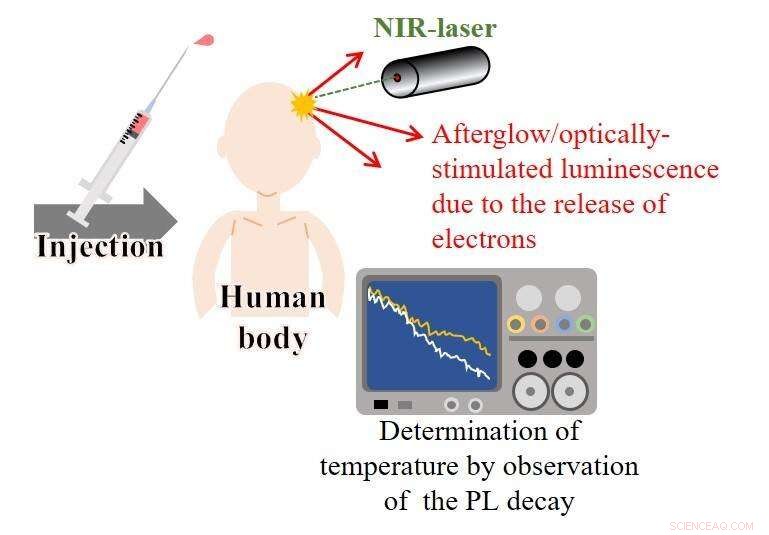 Measuring Internal Organ Temperature via Optically Stimulated Luminescence