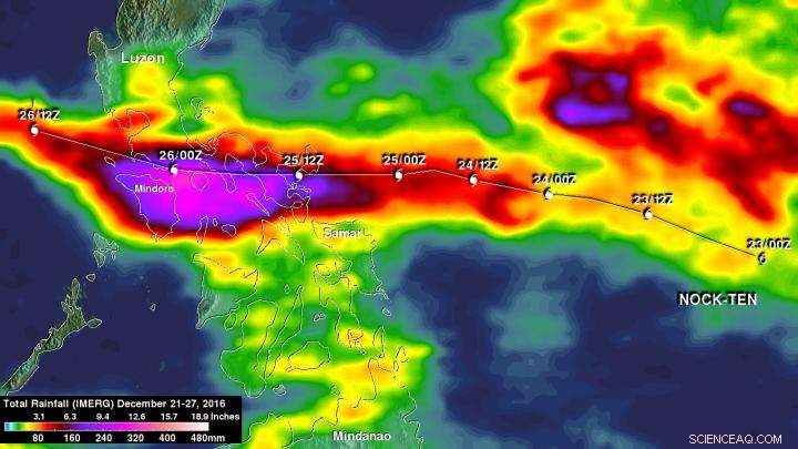 NASA Maps Typhoon Nock‑Ten’s Lifetime Rainfall as Storm Weakens