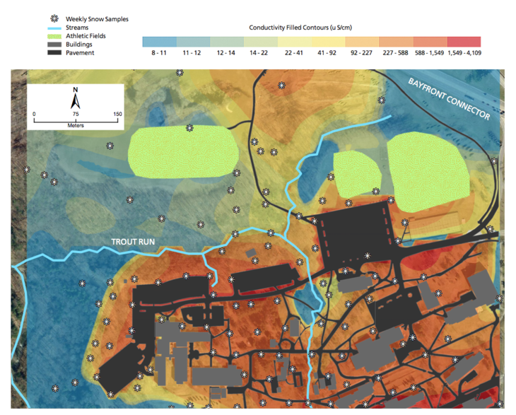 Road Salt Travels from Melting Snow into Streams and Groundwater