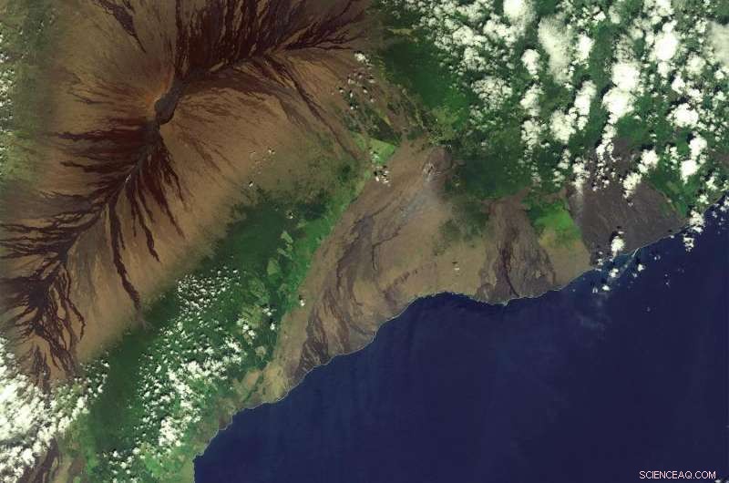 Big Island, Hawaii: Detailed Sentinel-2A Satellite View of Volcanic Terrain