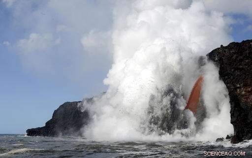 Hawaii Volcanoes: Cliffs Collapse, Halting Lava  Firehose  Flow