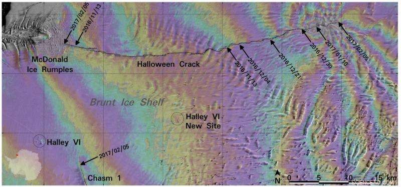 Copernicus Sentinel Satellites Warn of Threatening Ice Crack Near Antarctica’s Halley VI