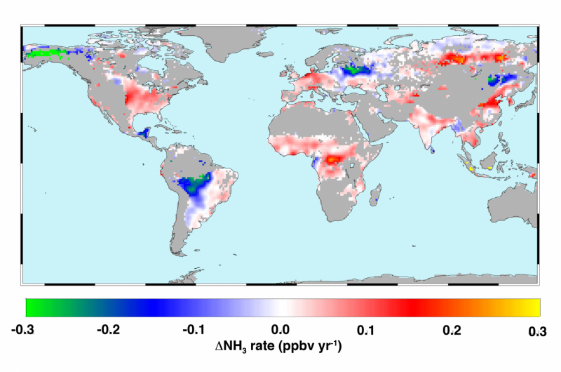 Global Study Reveals Ammonia Hotspots in Major Agricultural Regions