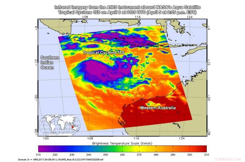 NASA Infrared Imaging Reveals Intensity of the Southern Indian Ocean s 15th Tropical Cyclone