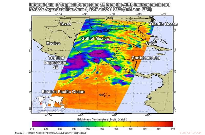 NASA Observes Tropical Depression 2E Advancing Over Oaxaca, Mexico