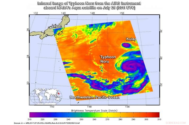NASA Infrared Imaging Reveals Powerful Storms Encircling Typhoon Noru’s Eye