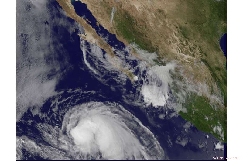 Satellite Reveals Vertical Wind Shear Impacting Hurricane Hilary