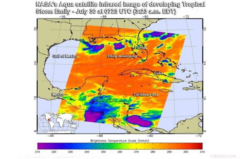 NASA Tracks Tropical Storm Emily Before and After Landfall with Satellite Imaging