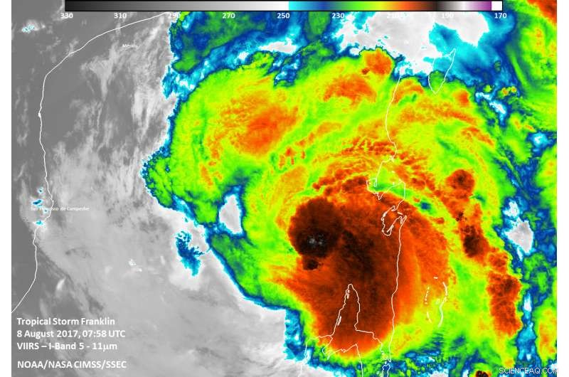 Suomi NPP Satellite Provides Dual Infrared Views of Tropical Storm Franklin