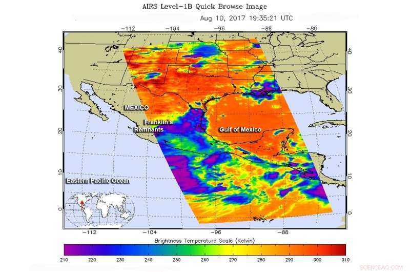 NASA Satellites Capture Triple View of Dissipating Hurricane Franklin