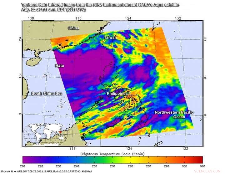 NASA Infrared Imaging Reveals Intense Typhoon Hato Over the South China Sea