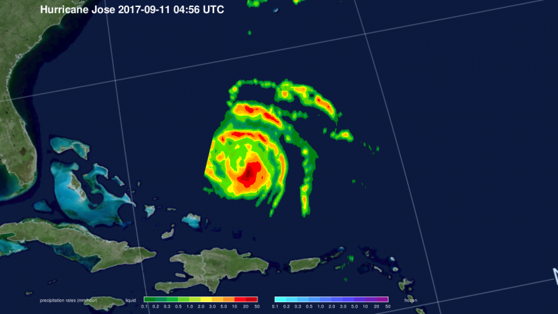 NASA Satellites Detect Wind Shear Weakening Hurricane Jose