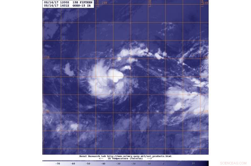 GOES-West Satellite Detects Vertical Wind Shear in Tropical Depression 15E