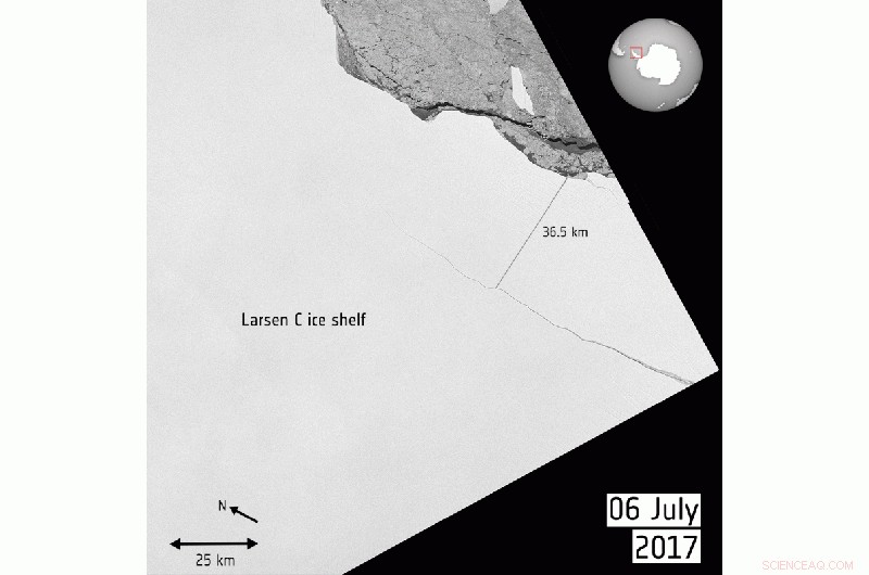 Satellite Image Reveals Massive Iceberg Detaching from Larsen C Ice Shelf
