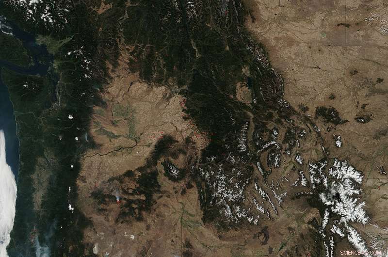 Satellite Images Capture Fires and Snow Across the Pacific Northwest