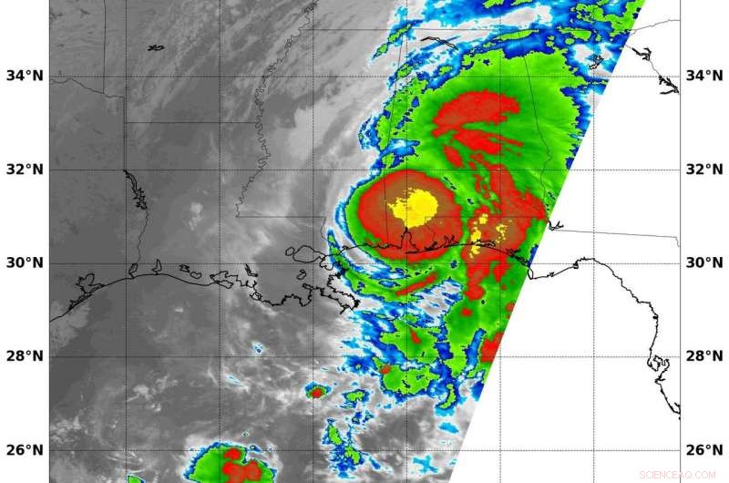 NASA Satellites Capture Thermal Footprint of Hurricane Nate After Landfall