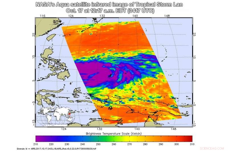 NASA’s Aqua Satellite Tracks Intensifying Tropical Storm Lan