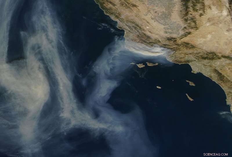 NASA s Aqua Satellite Reveals Extensive Smoke Plume Over California Coast