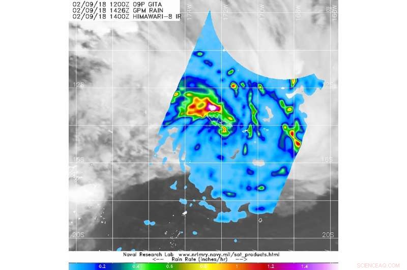 NASA Detects Heavy Rainfall in Northern Quadrant of Cyclone Gita