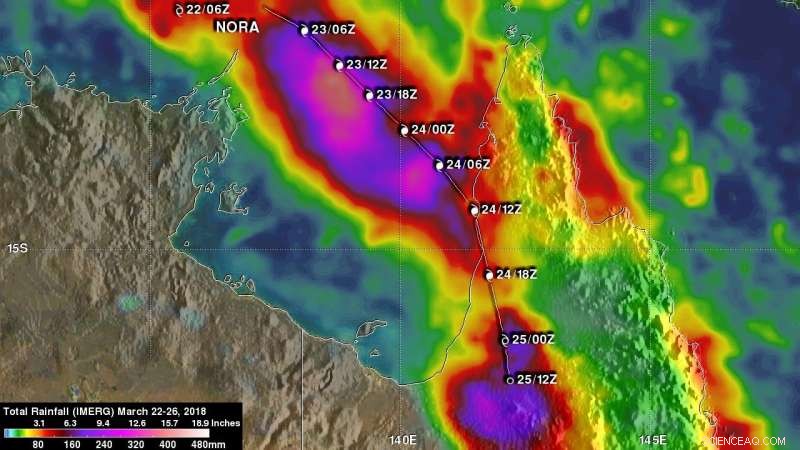 NASA Quantifies Flooding Rainfall from Tropical Cyclone Nora in Queensland