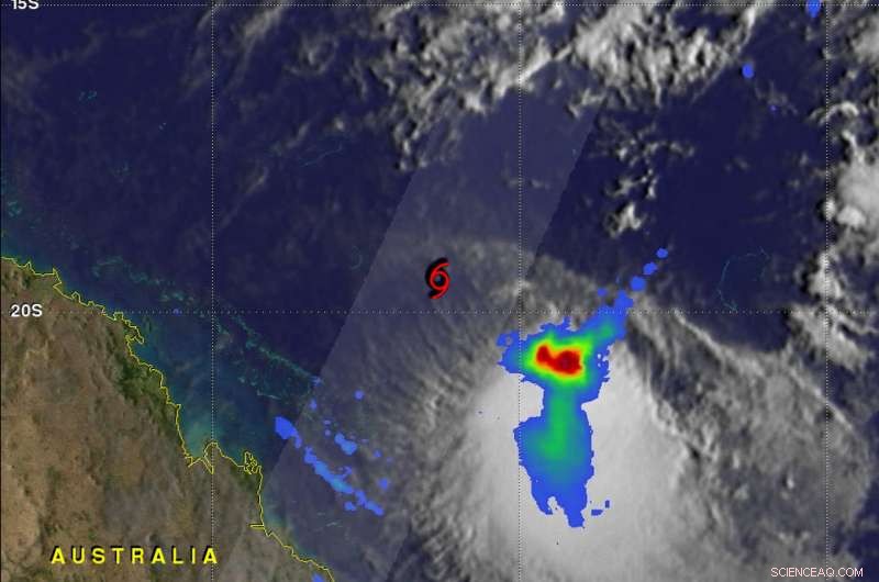 NASA GPM Detects Heavy Rainfall Southeast of Sheared Tropical Cyclone Iris