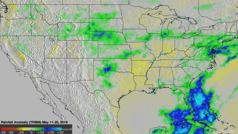 NASA Satellite Data Highlights Heavy Mid-Atlantic Rainfall, Low Precipitation in Mississippi Valley