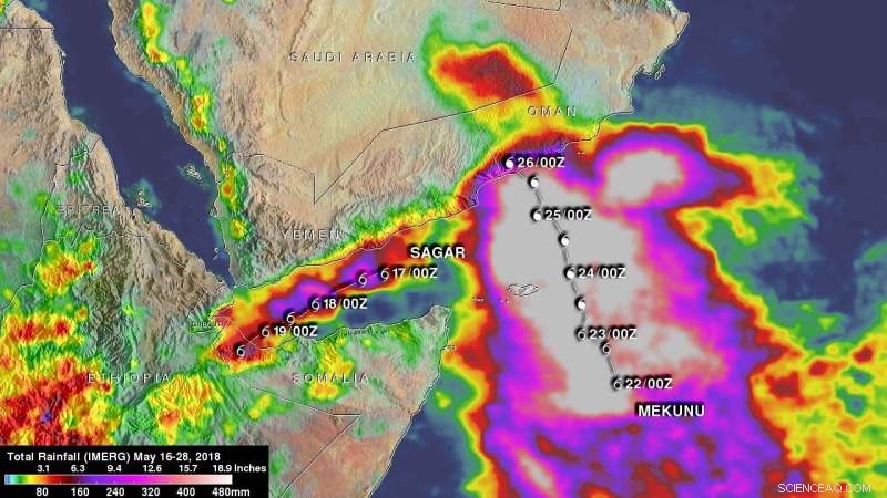 NASA Analyzes Indian Ocean Rainfall from Cyclones Sagar and Mekunu
