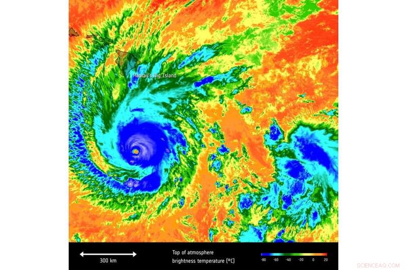 Hurricane Lane 2018: Sentinel-3A Satellite Temperature Capture