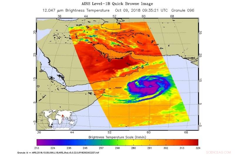 NASA Infrared Analysis of Tropical Cyclone Luban in the Arabian Seas