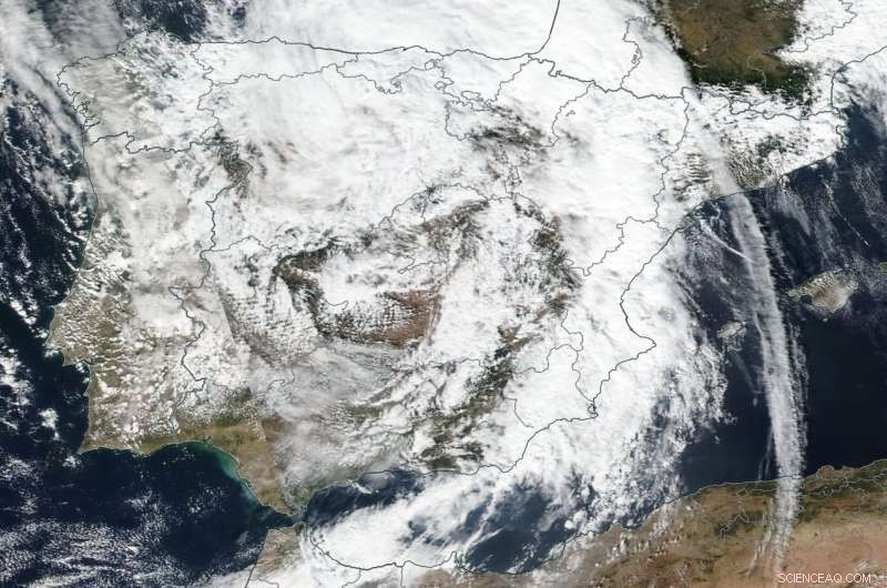 NASA Satellite Detects Remnants of Post-Tropical Cyclone Leslie Over Spain