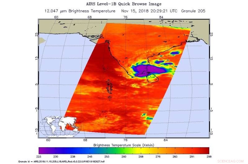 NASA Satellite Captures Tropical Cyclone Gaja’s Landfall Over India