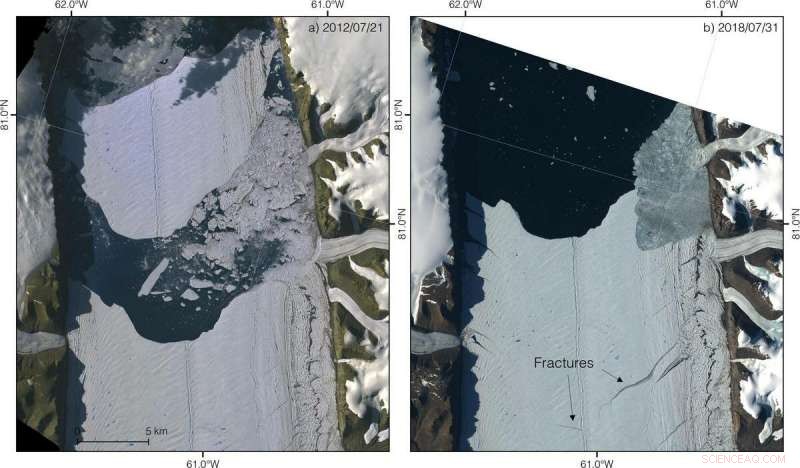 Cracks Signal Imminent Calving of Major Iceberg from Petermann Glacier