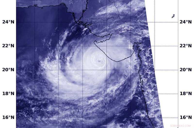 NOAA Satellite Captures Eye of Cyclone Vayu Near India’s Coast