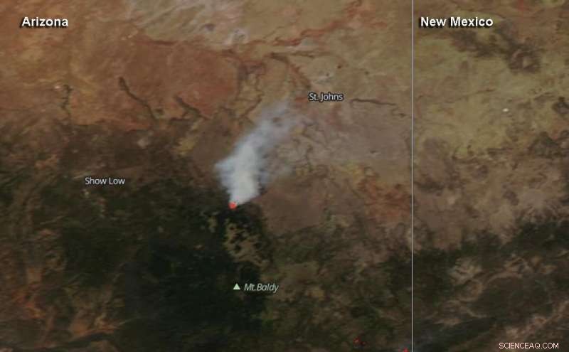 NASA Satellite Images Whiting Knoll Wildfire in Arizona