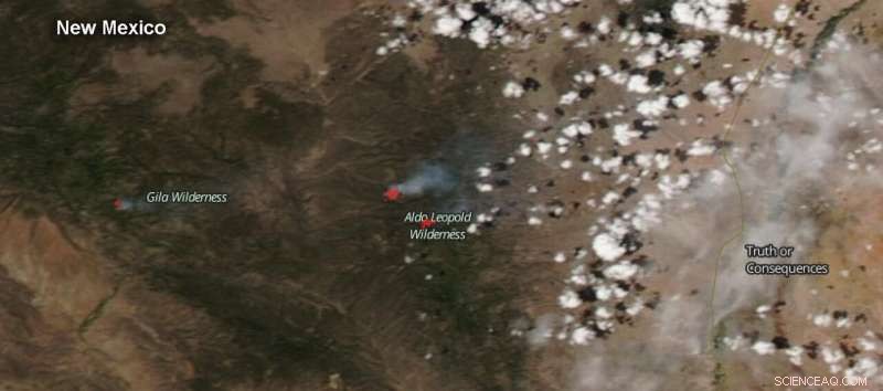 Satellite Detects Smoke Plumes from Multiple New Mexico Fires