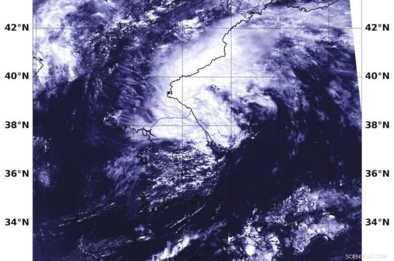 NASA Captures Transition of Tropical Storm Francisco Near the Korean Peninsula