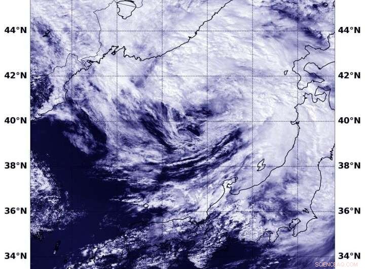 NOAA Satellite Image Shows Tropical Storm Krosa Turning Extra‑Tropical in the Sea of Japan
