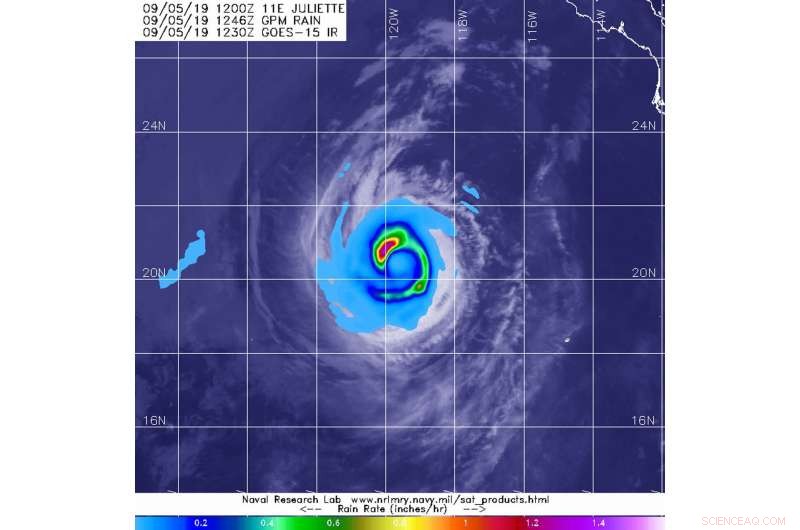 Satellite Detects Intense Rainfall Hotspot in Hurricane Juliette
