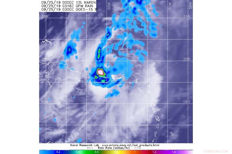 NASA Records Heavy Rainfall from Tropical Storm Karen over Puerto Rico