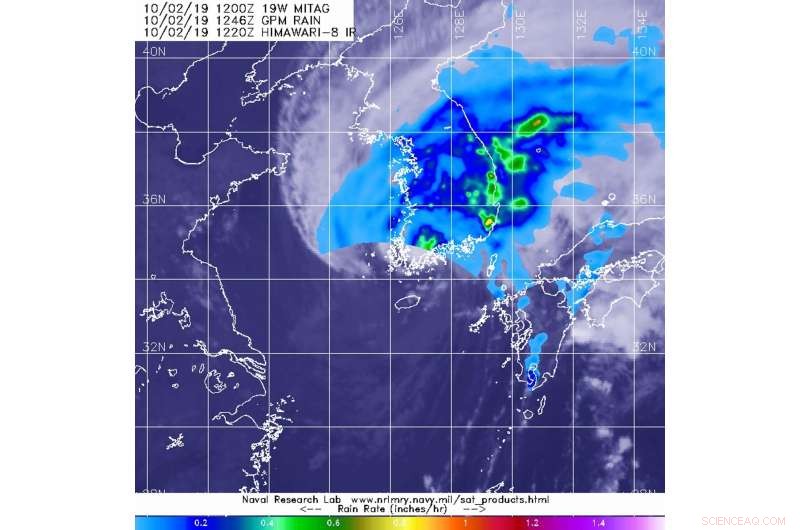 NASA Detects Heavy Rainfall Areas from Tropical Storm Mitag over the Korean Peninsula