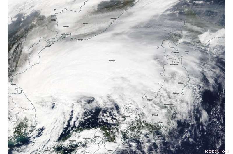 NASA Detects Transitional Cyclone Mitag Over the Sea of Japan