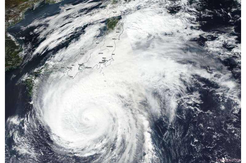 Suomi NPP Satellite Shows Typhoon Hagibis Weakening as It Nears Japan