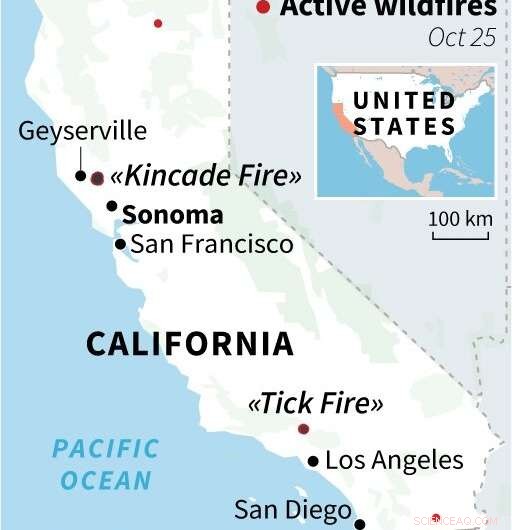 California Wildfire Intensifies as Winds Fan Flames Near Santa Rosa