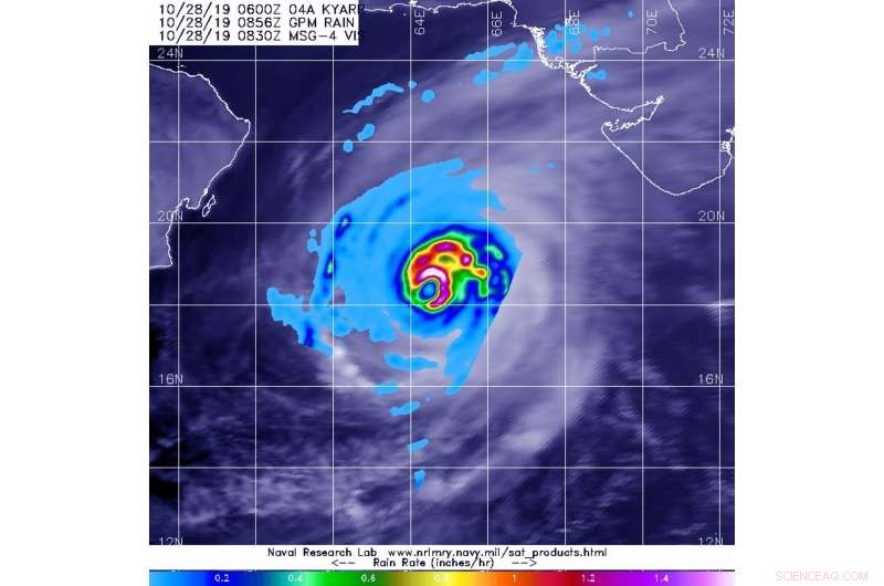 NASA Detects Heavy Rainfall from Tropical Cyclone Kyarr in the Arabian Sea