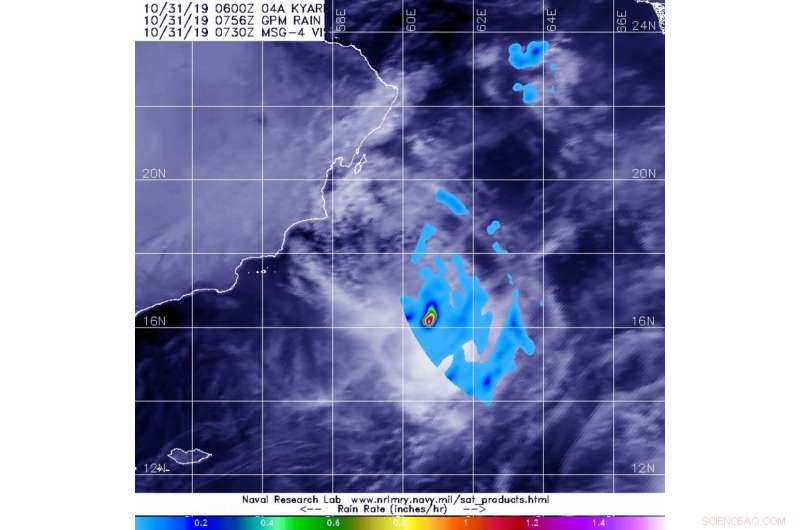 NASA Detects Intense Rainfall Concentration in Tropical Cyclone Kyarr