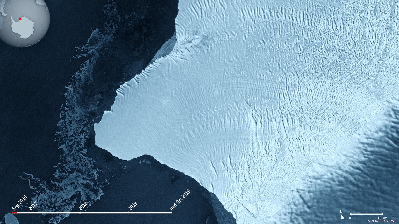 Copernicus Sentinel-1 Reveals Cracks in Brunt Ice Shelf