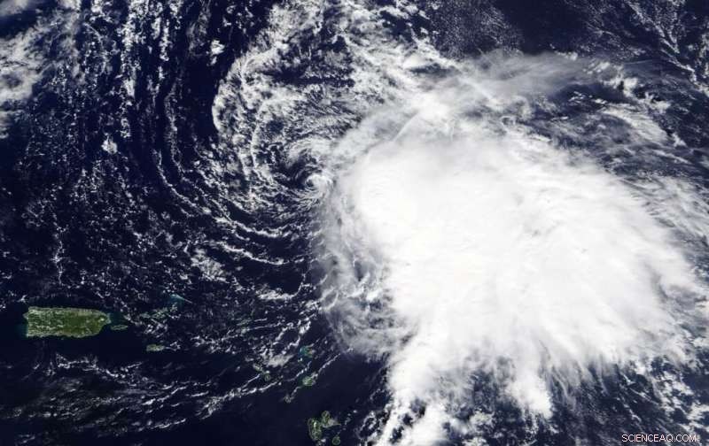 NASA’s Terra Satellite Captures Tropical Storm Sebastien Battling Wind Shear Over the Atlantic