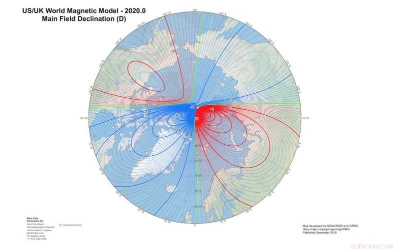 World Magnetic Model Update: Magnetic North Pole Accelerates Toward Siberia
