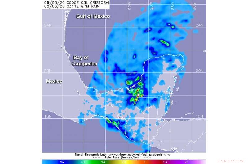 NASA Detects Heavy Rainfall Over Yucatan Peninsula During Tropical Storm Cristobal